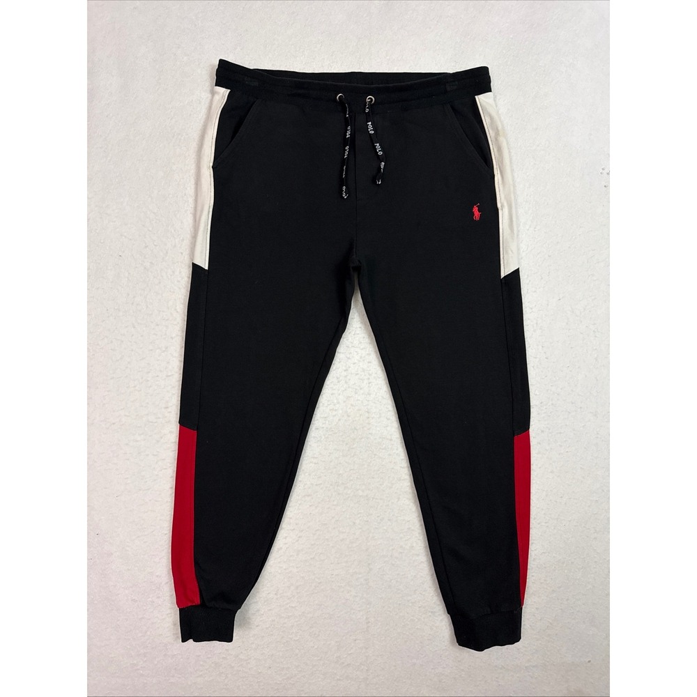 Polo Ralph Lauren Mens 3XL Black Red White Colorblock Cotton Jogger Pants